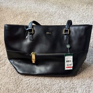 Ralph Lauren Black Pebbled Leather Tote with Wallet